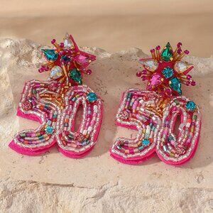 Women’s 50th Birthday Large Beaded Dangle Statement Earrings (NEW & SO CUTE!)